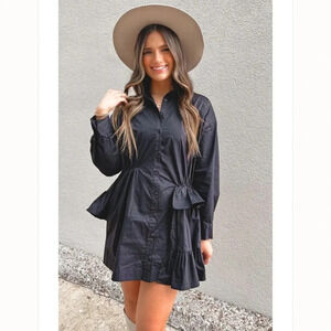 AUREUM POPLIN RUFFLE SHIRT DRESS event asymmetrical rodeo Yellowstone